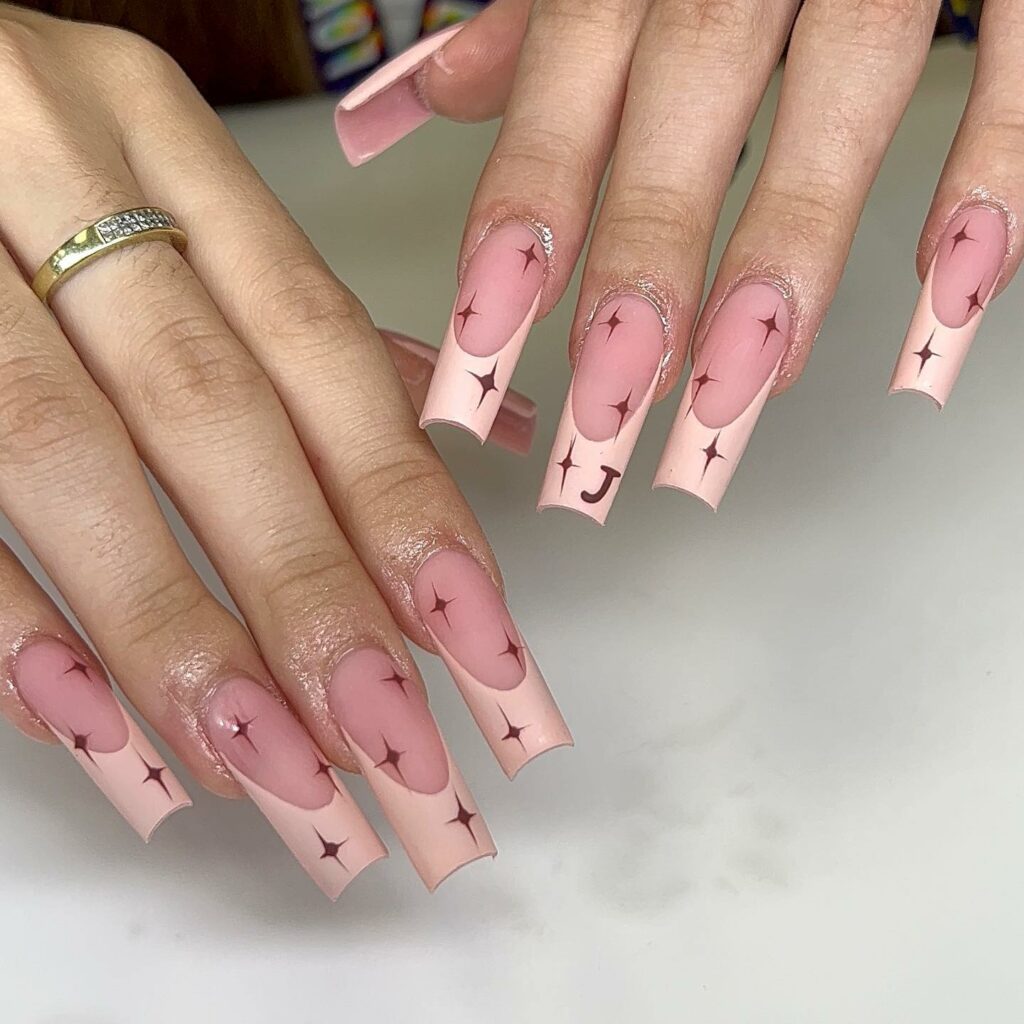 Beige Coffin Nails