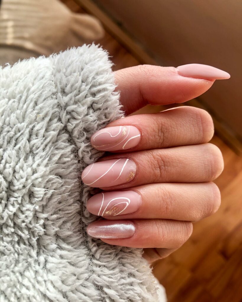 Tan and White Nails