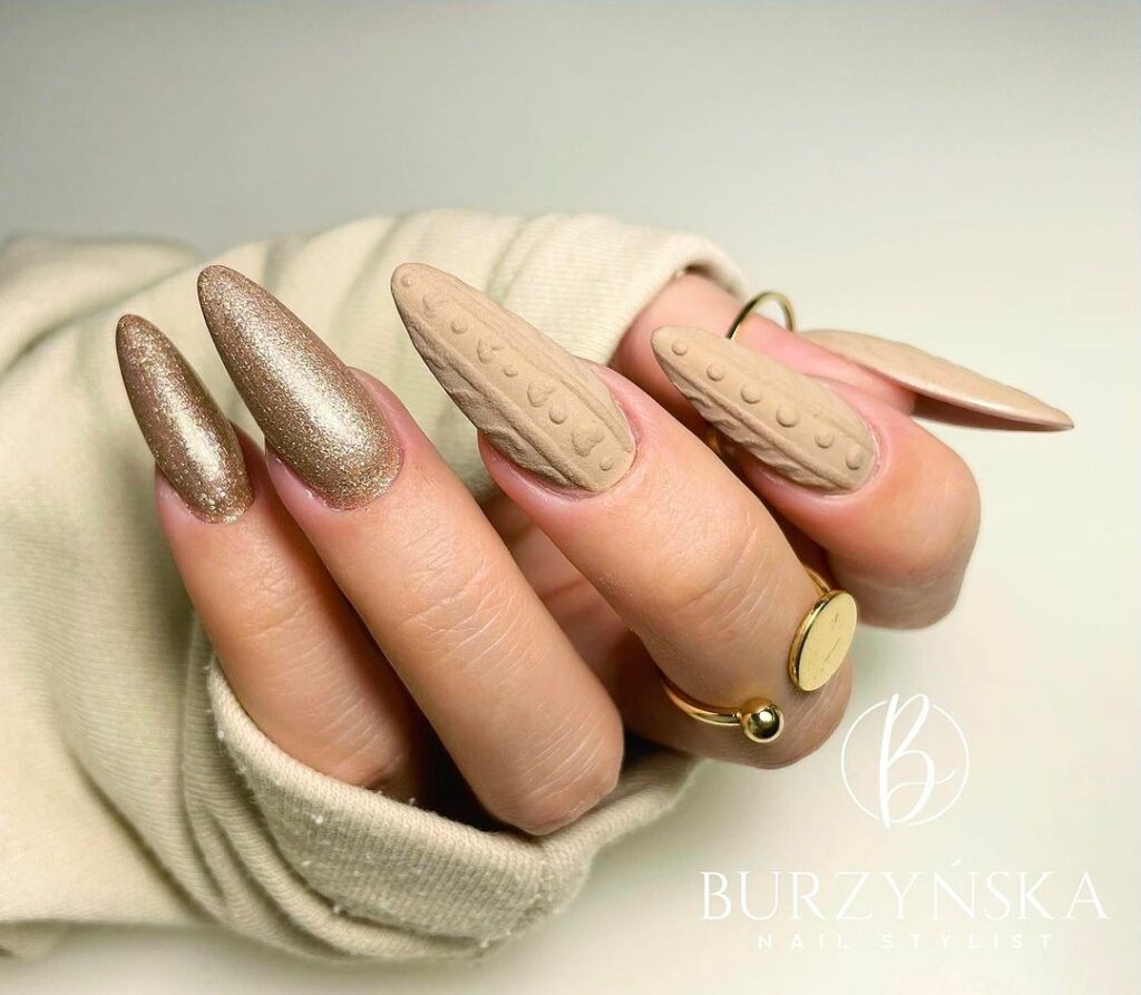 Beige Almond Nails