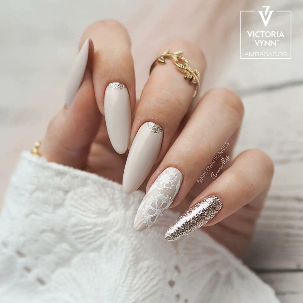 Beige Almond Nails