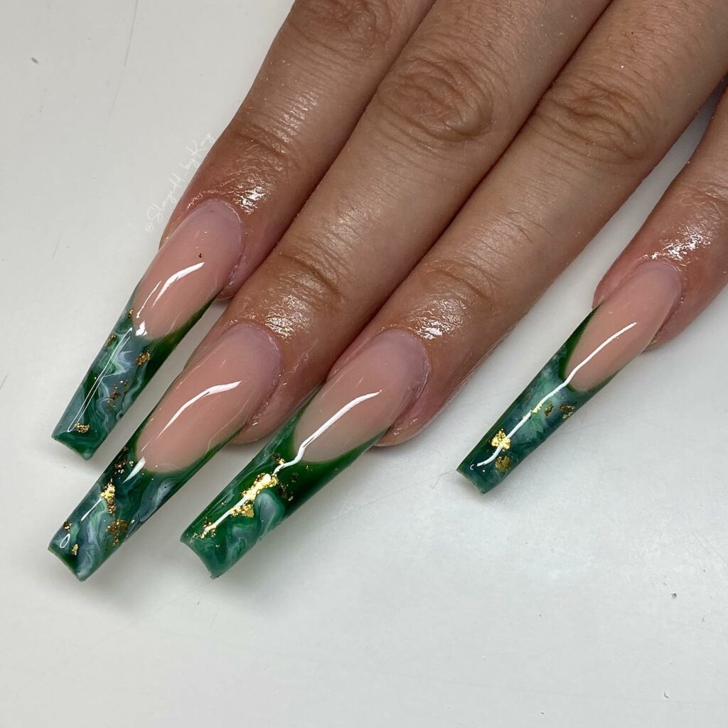 Coffin Emerald Green Nails