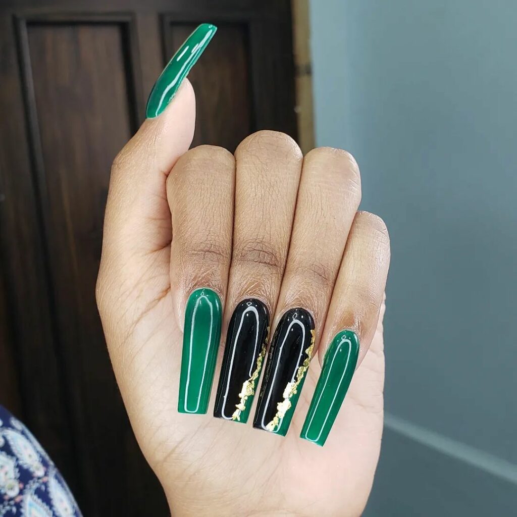 Coffin Emerald Green Nails