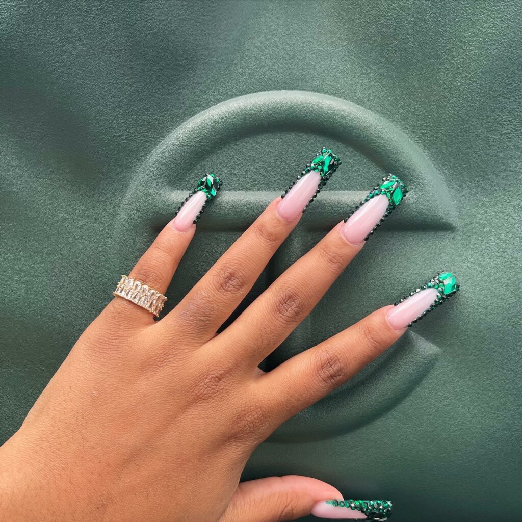 Coffin Emerald Green Nails