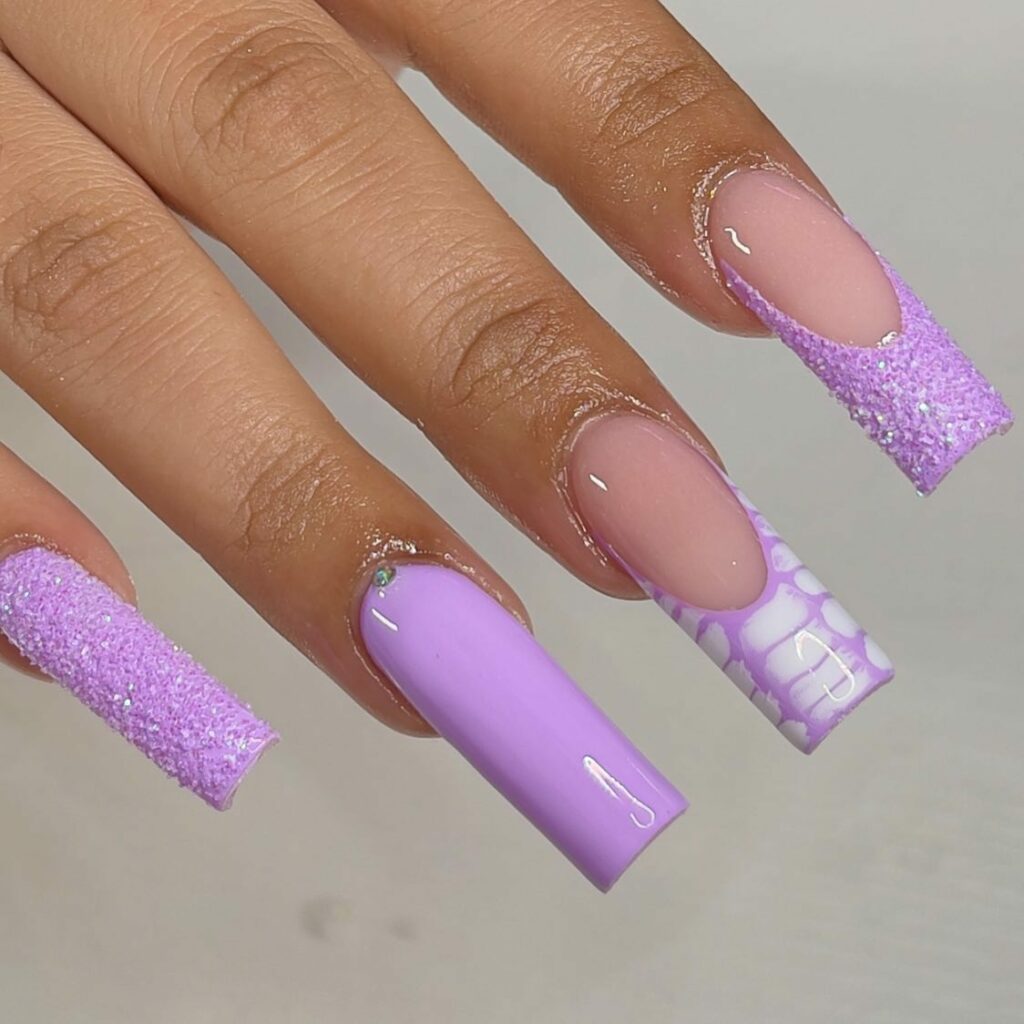 Coffin Lavender Nails