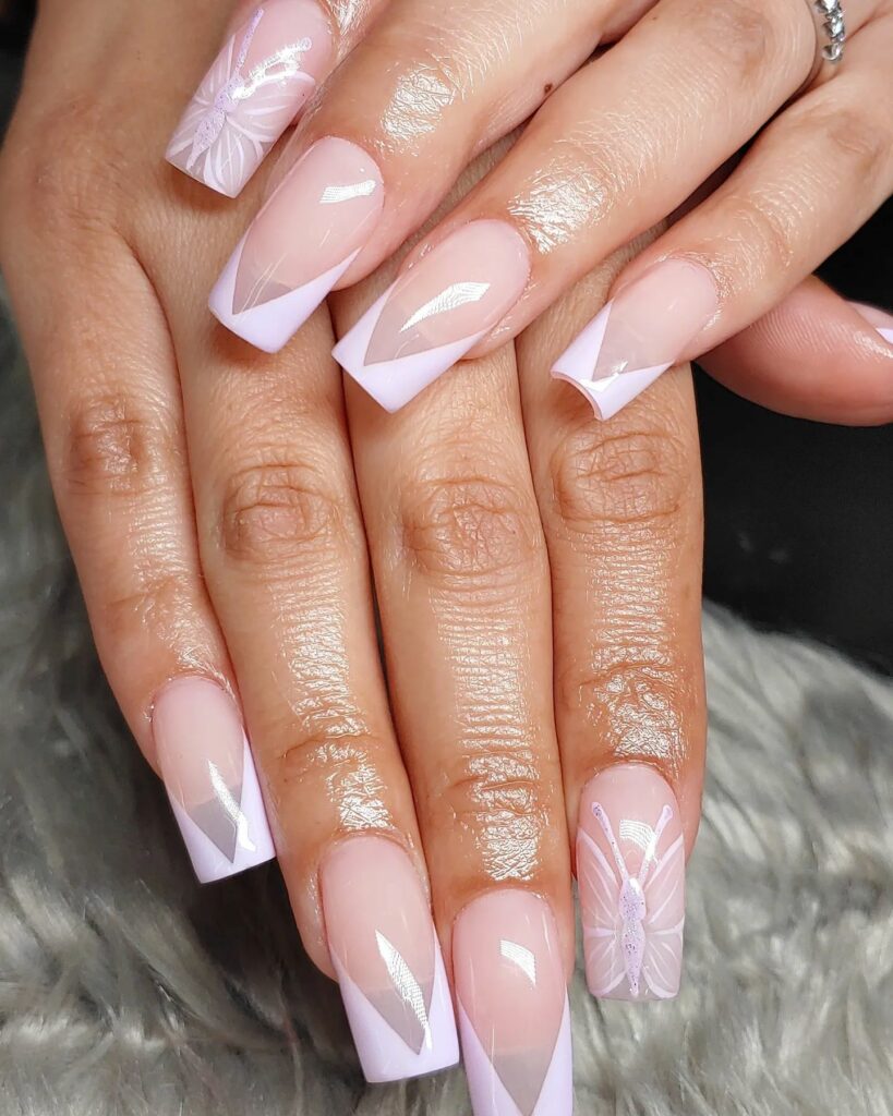 Lavender French Tip Nails