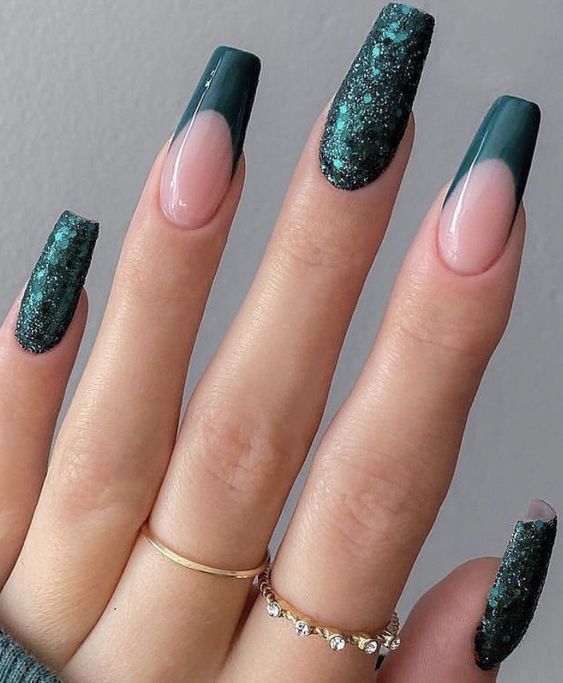 Coffin Emerald Green Nails