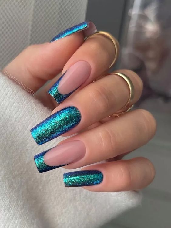 Dark Teal Nails