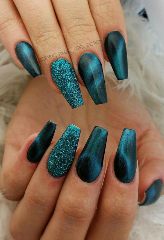 23+ Dark Teal Nails Ideas to Steal This Month - Nail Designs Daily