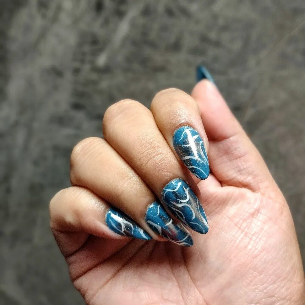 Teal Acrylic Nails