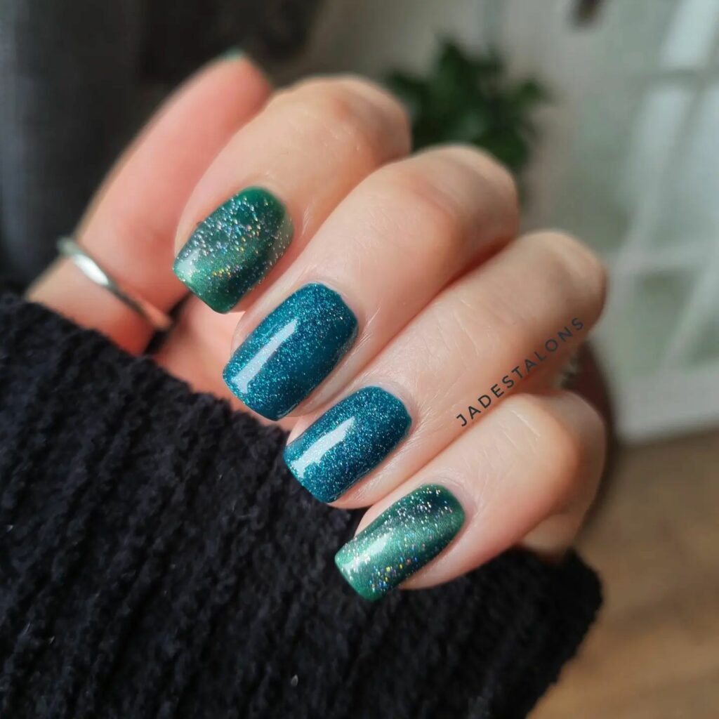 Dark Teal Nails