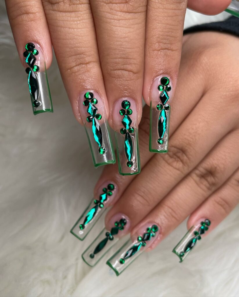 emerald green nails