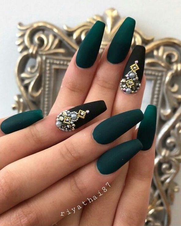 forest green nail designs