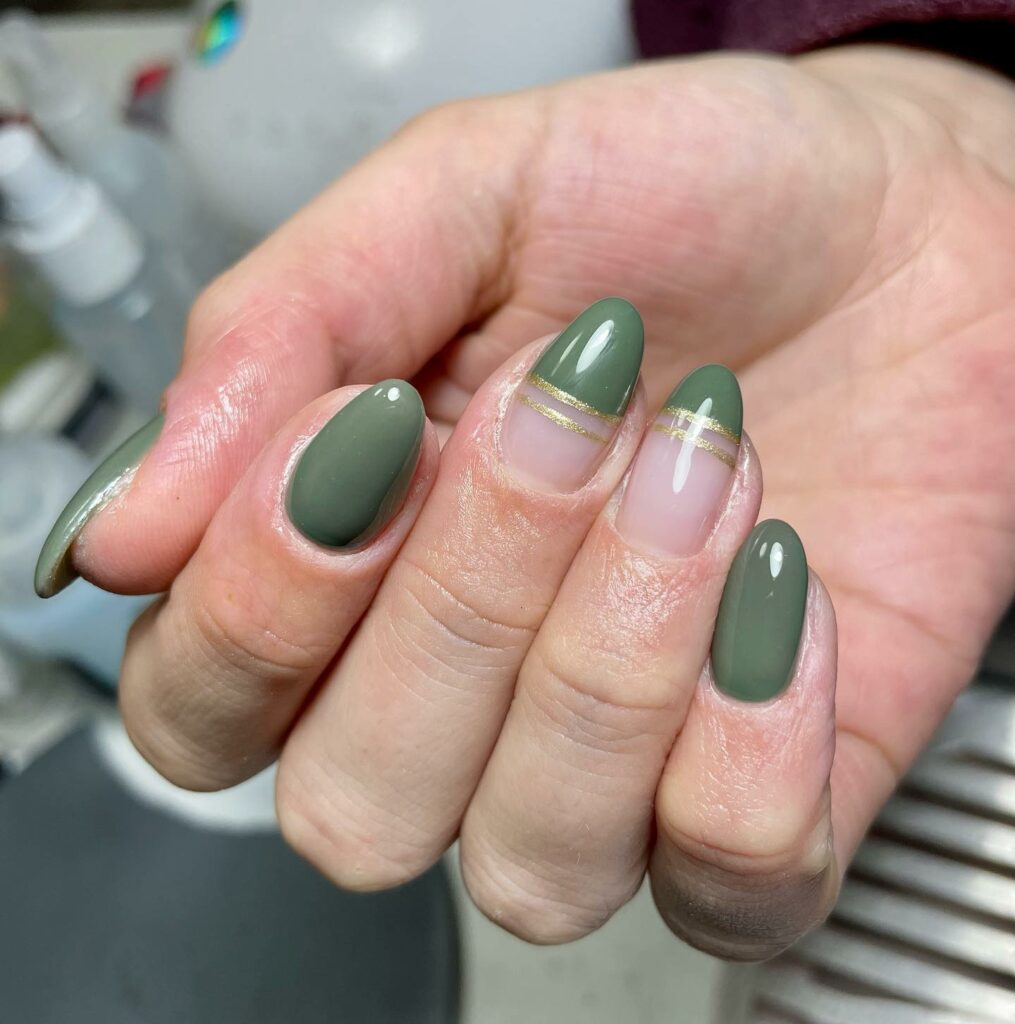 khaki green nails ideas