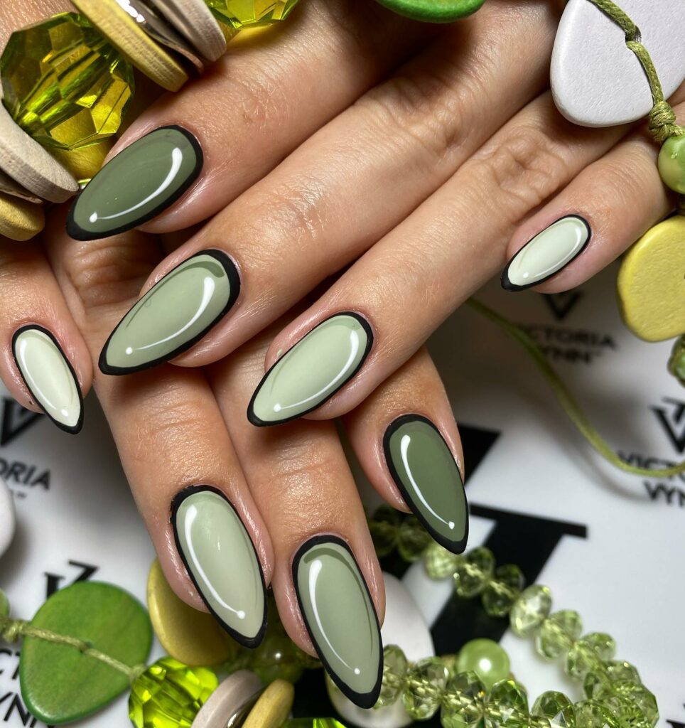 khaki green nails ideas