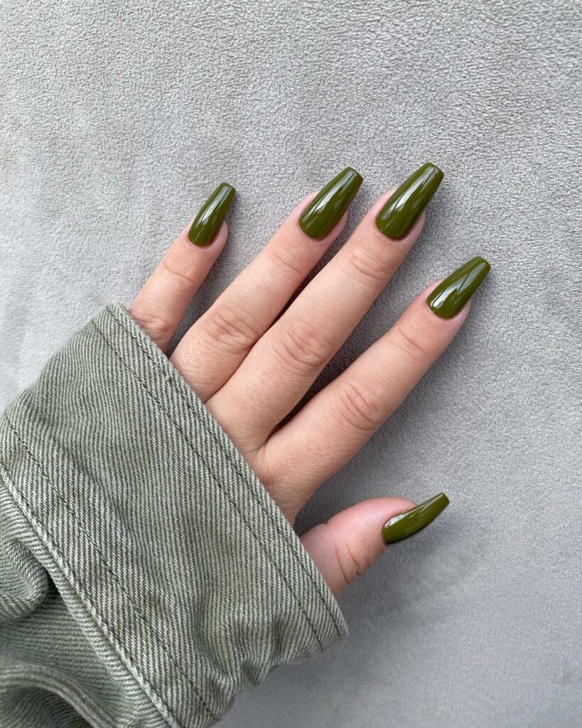 khaki green nails ideas