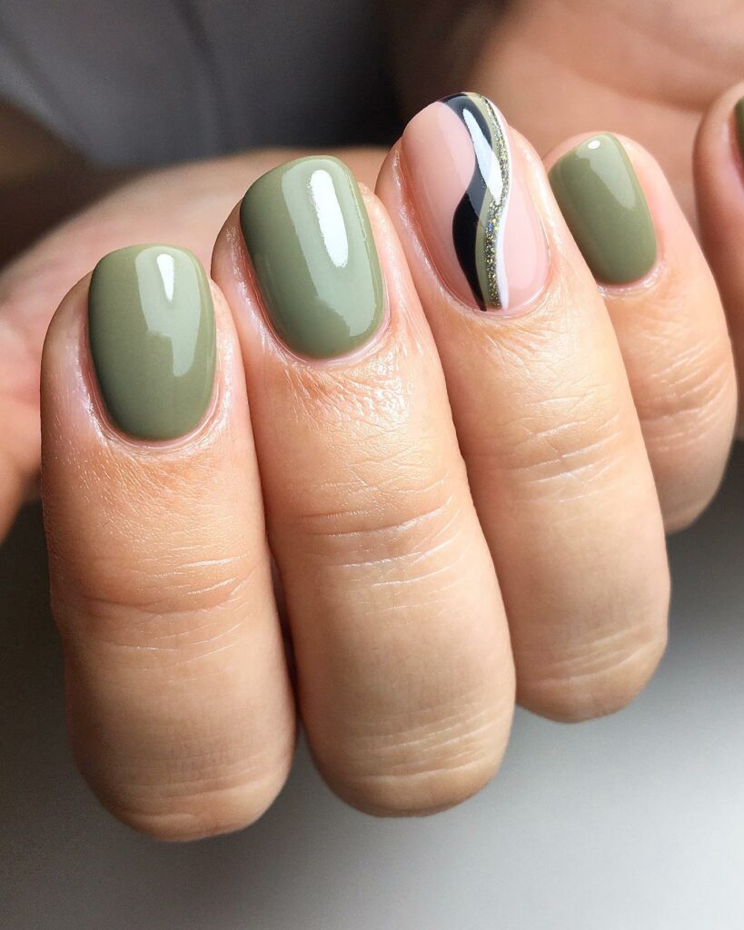 khaki green nails ideas