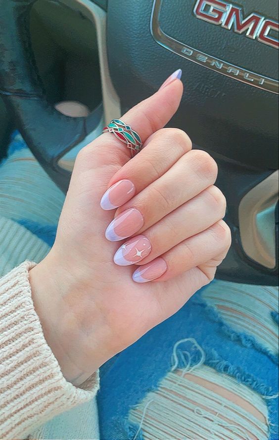 Lavender French Tip Nails