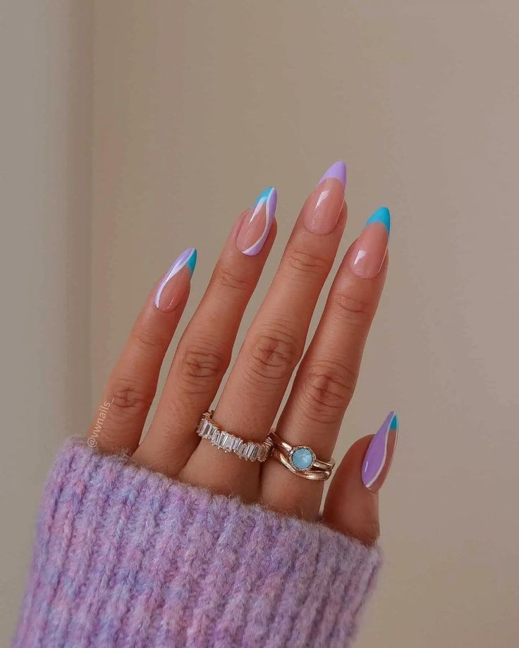 Lavender French Tip Nails