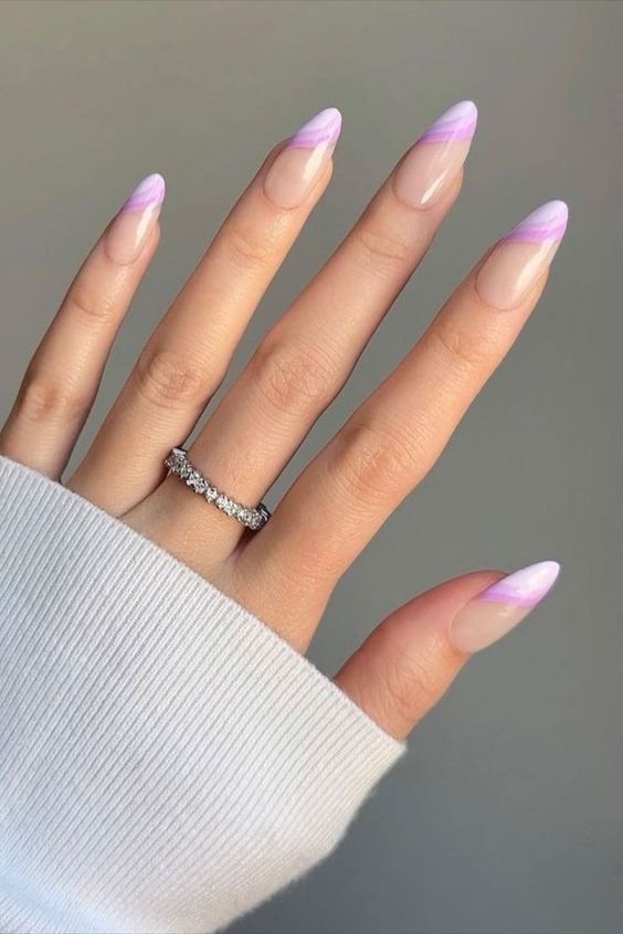 Lavender French Tip Nails