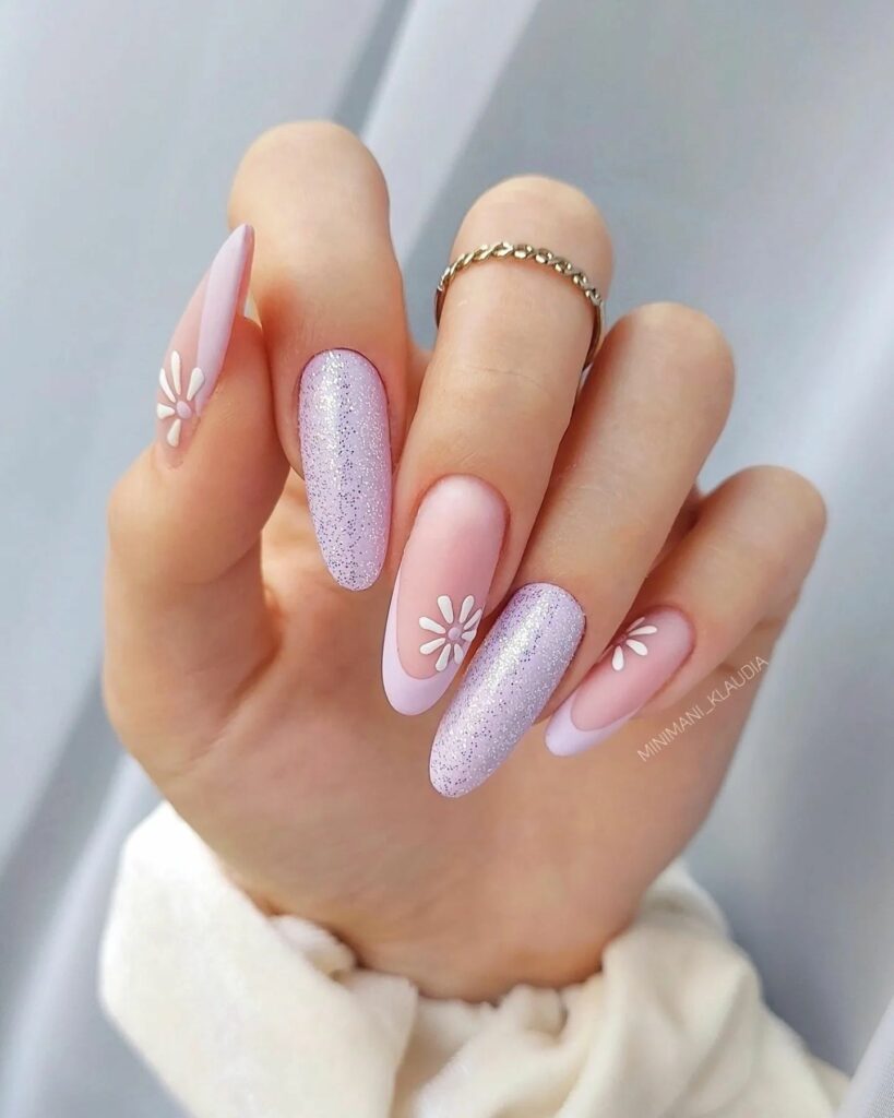 Lavender French Tip Nails