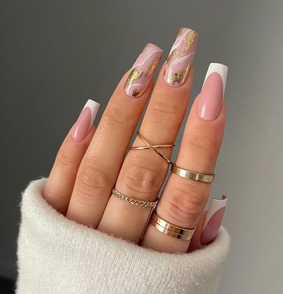 Rose Gold Marble Nails