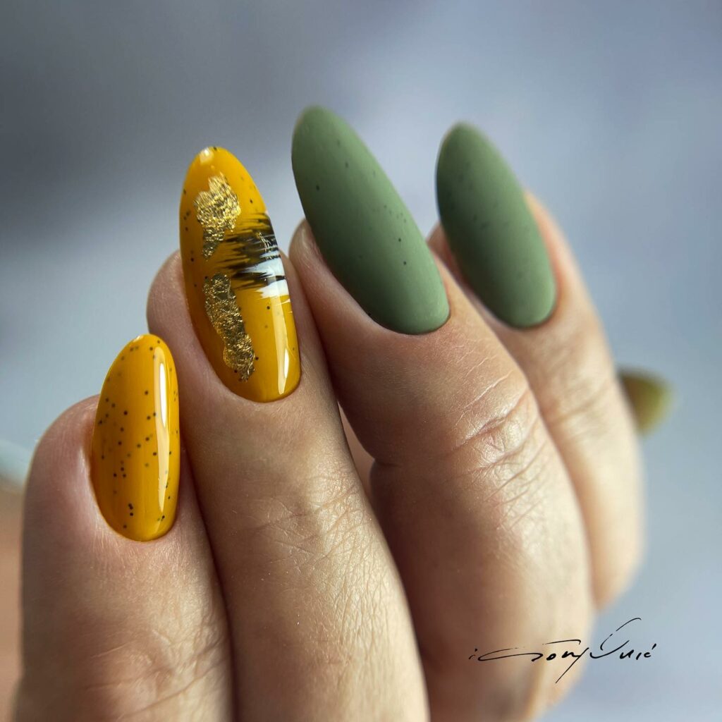 matte green olive nails