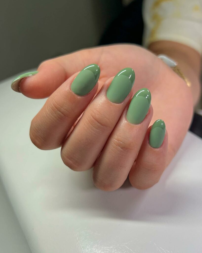 matte green olive nails