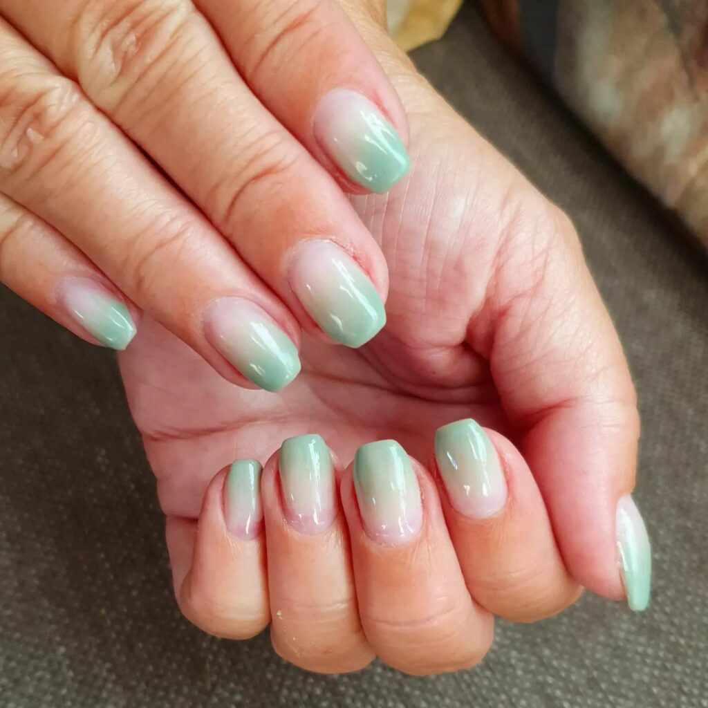 Olive Green Ombre Nails