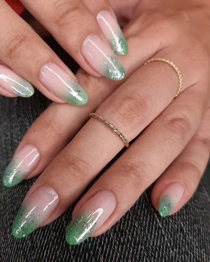 Olive Green Ombre Nails