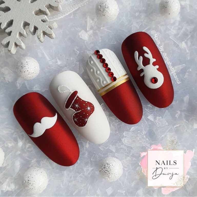 The Holiday Classic: 35 Festive Red and White Christmas Nails - Nail ...