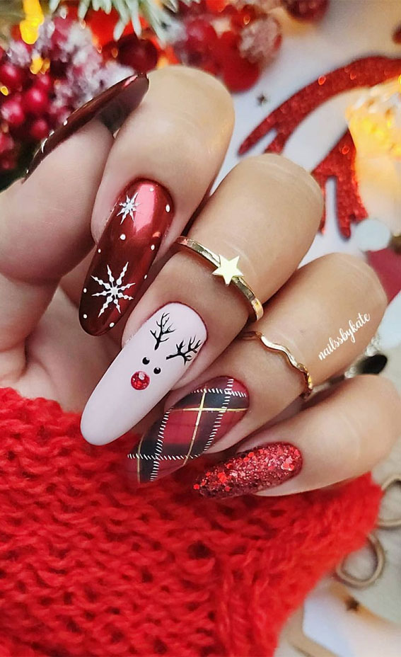 Red Christmas Nails ideas and red Christmas nail art