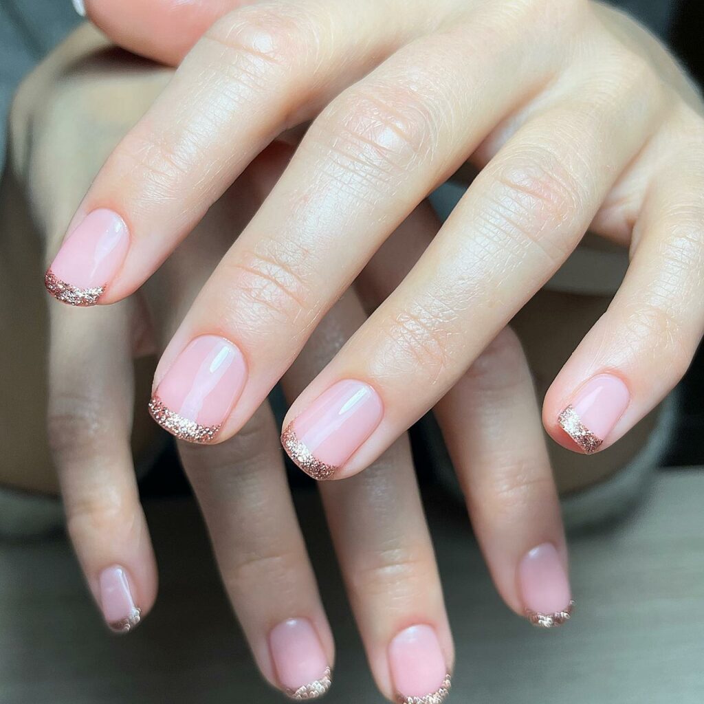 Rose Gold Glitter Nails