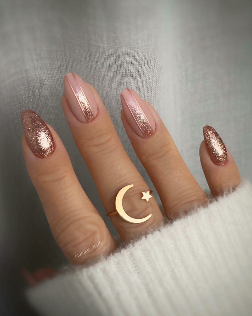 Rose Gold Glitter Nails