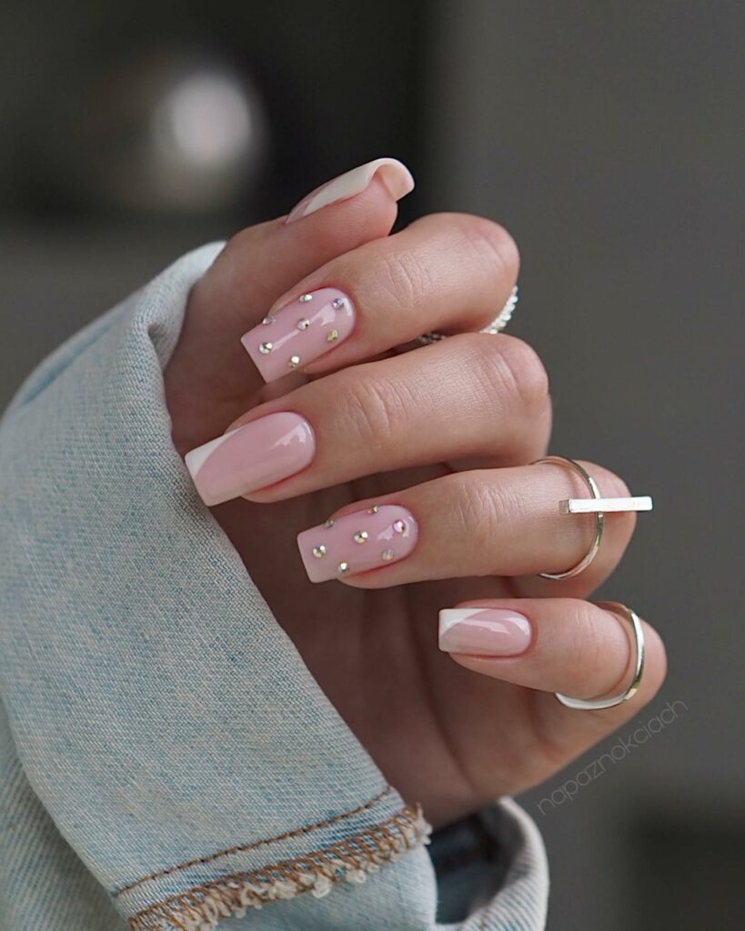 Rose Gold Nails with Diamonds