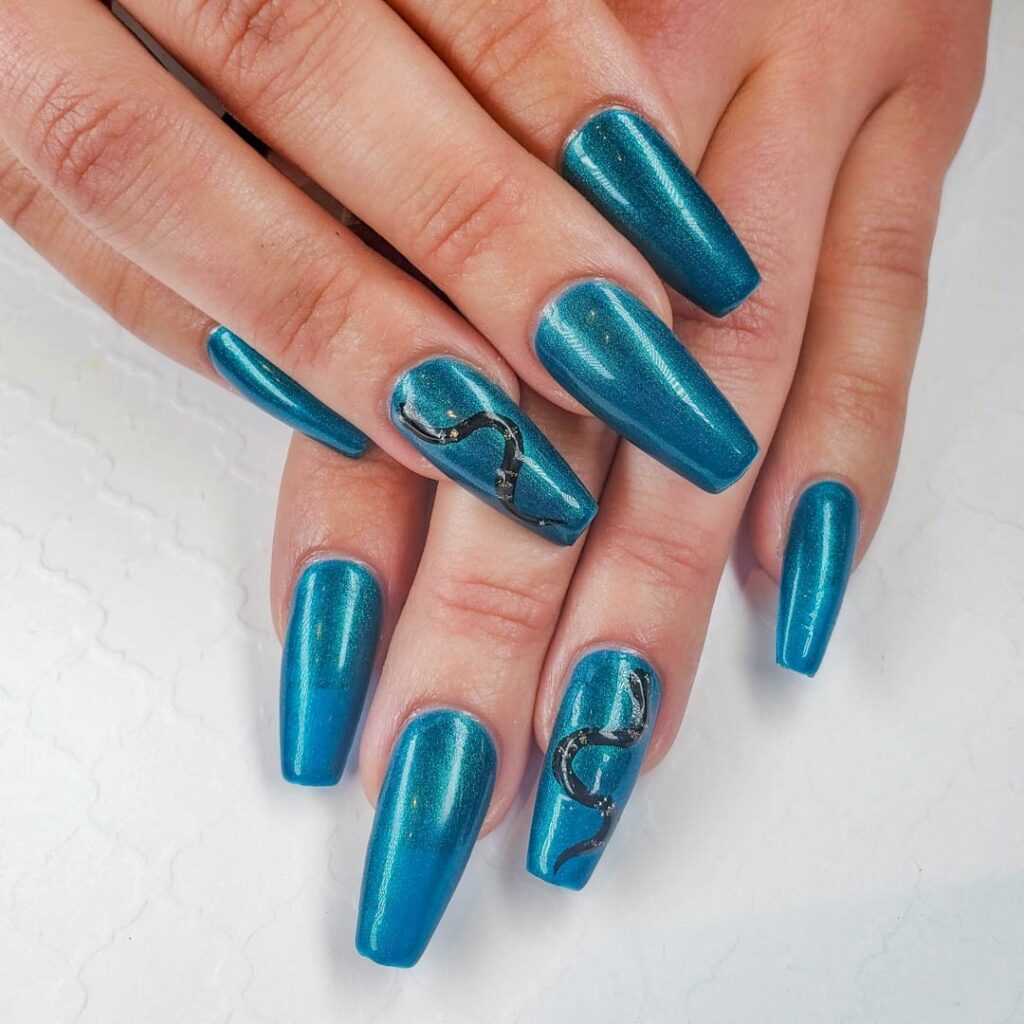 Dark Teal Nails