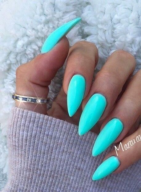 Teal Acrylic Nails