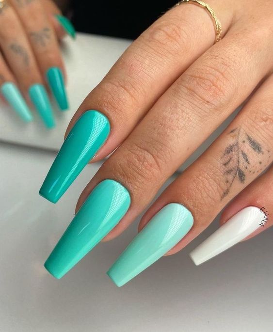 Teal Acrylic Nails