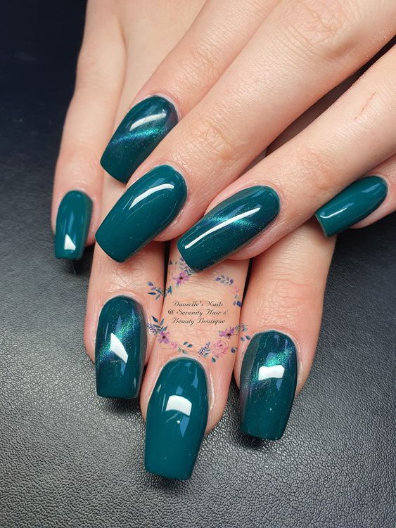 Dark Teal Nails