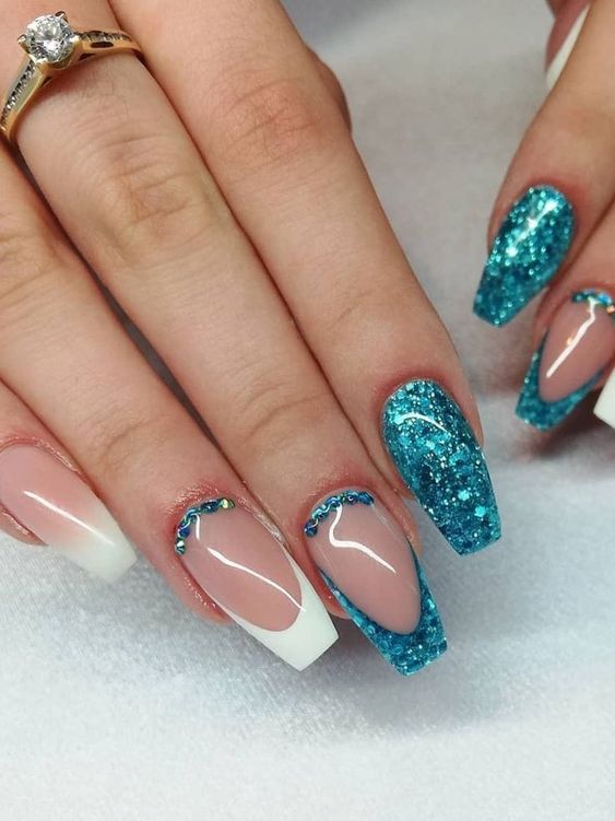 Teal Acrylic Nails