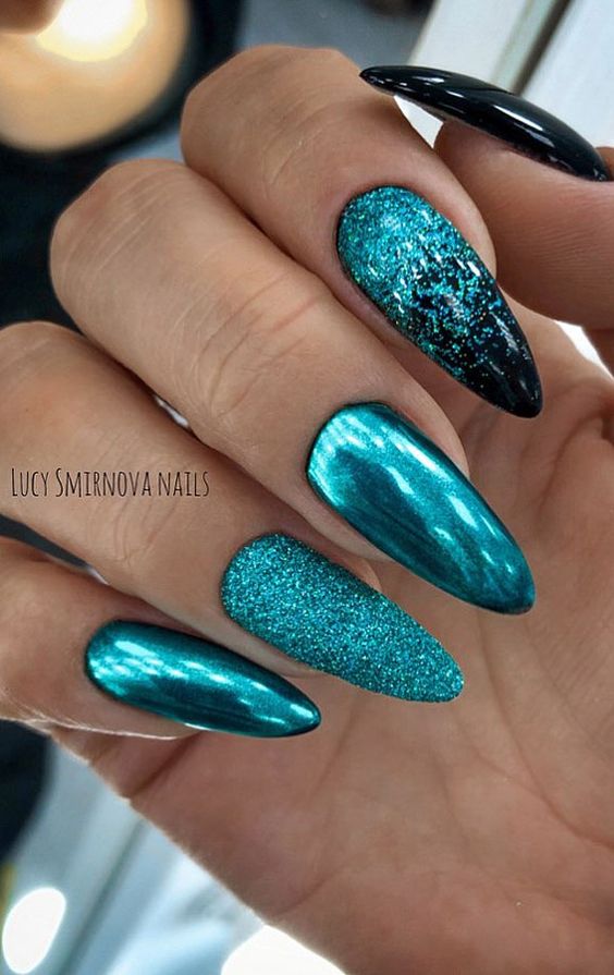 Teal Acrylic Nails