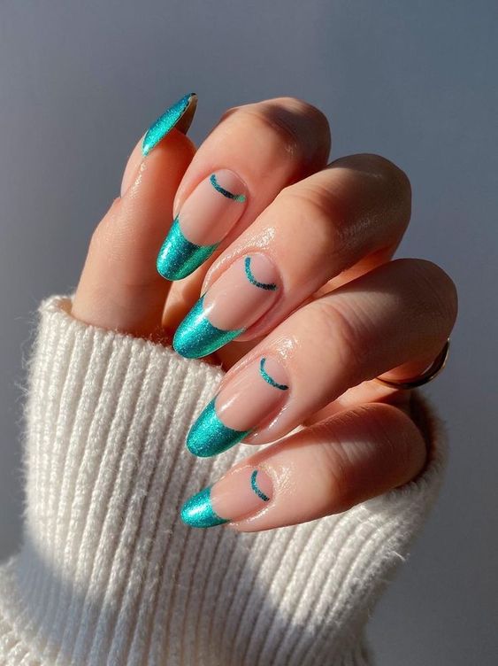 Teal Acrylic Nails