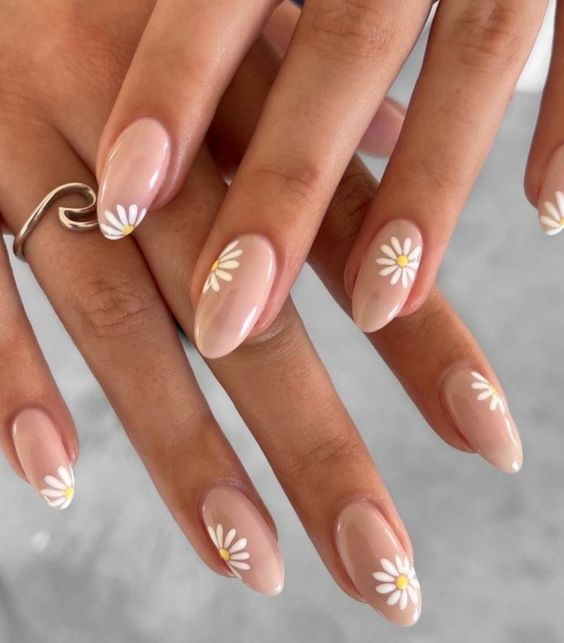 Beige Almond Nails