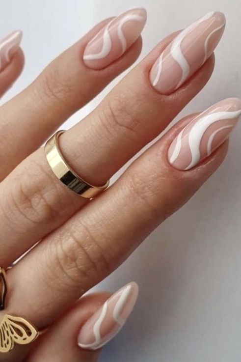 Beige Almond Nails