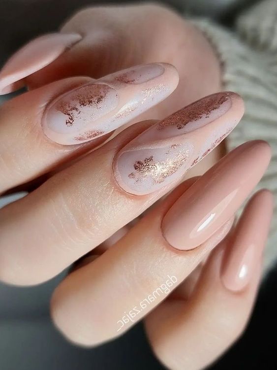 Beige Almond Nails