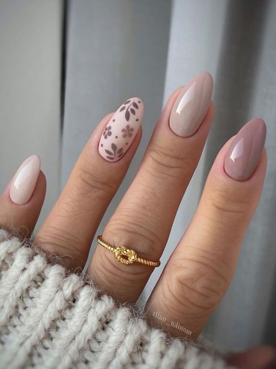 Beige Almond Nails