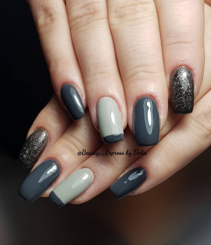 Black and Gray Nails