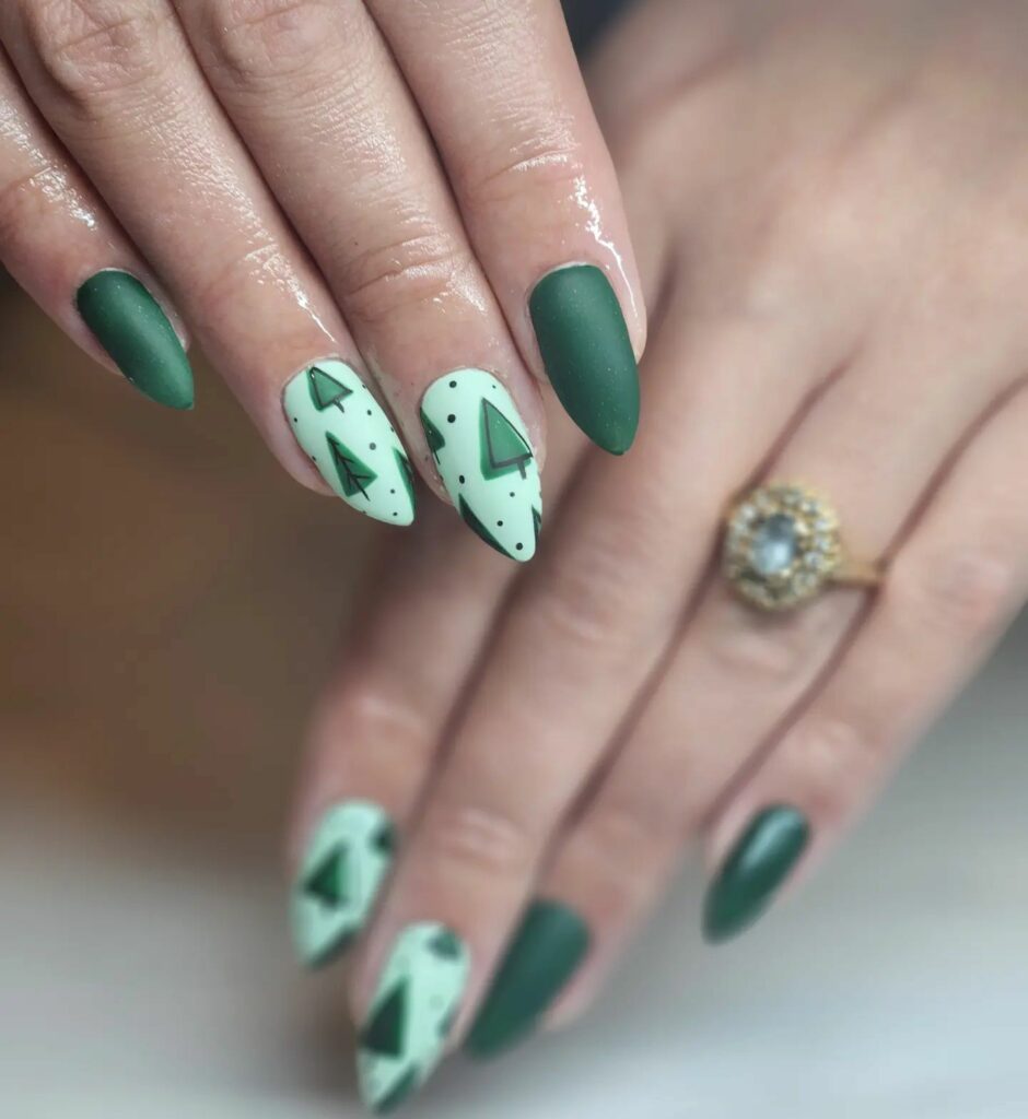 dark green Christmas nails