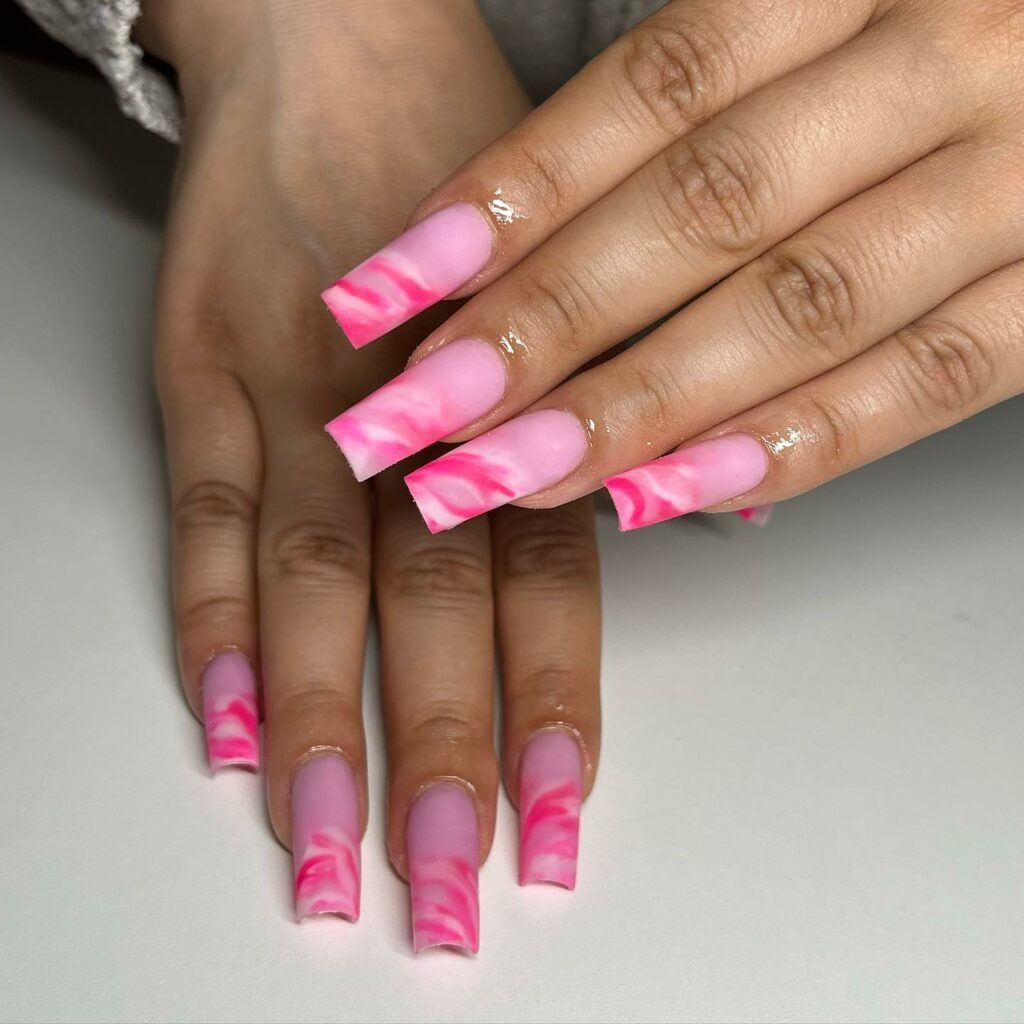 Hot Pink Marble Nails