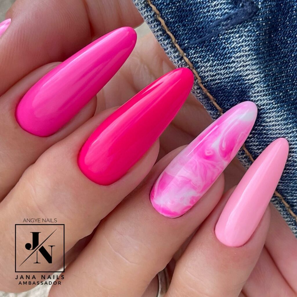 Hot Pink Marble Nails