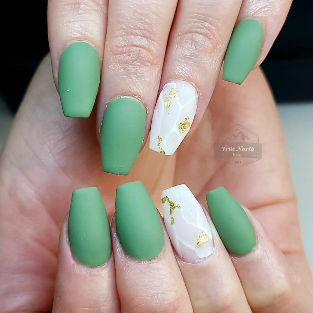 matte olive green nails